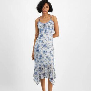 NWT Y2K Planet Heart Floral Slip Dress XL Asymmetrical Hem Romantic Cottagecore